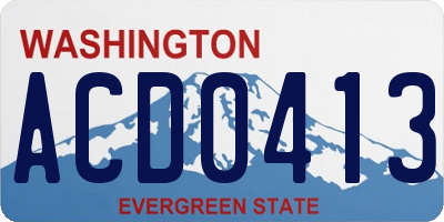 WA license plate ACD0413