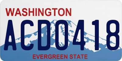 WA license plate ACD0418