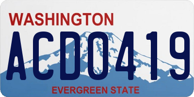 WA license plate ACD0419