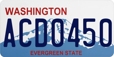 WA license plate ACD0450