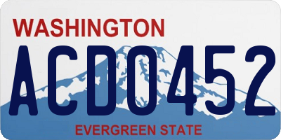WA license plate ACD0452