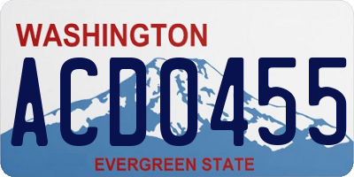 WA license plate ACD0455