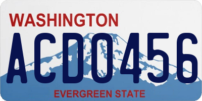 WA license plate ACD0456