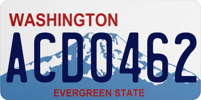 WA license plate ACD0462