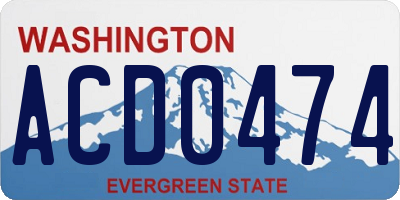 WA license plate ACD0474