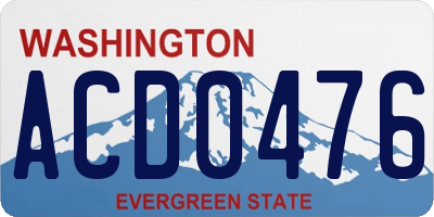 WA license plate ACD0476
