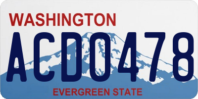 WA license plate ACD0478
