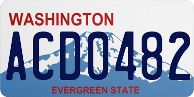WA license plate ACD0482