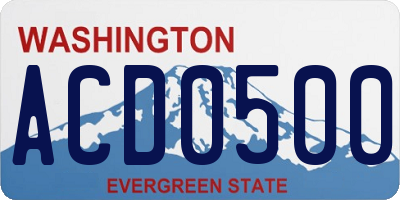 WA license plate ACD0500
