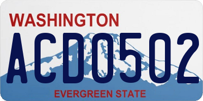 WA license plate ACD0502