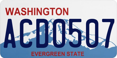 WA license plate ACD0507
