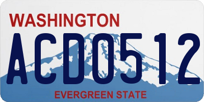 WA license plate ACD0512