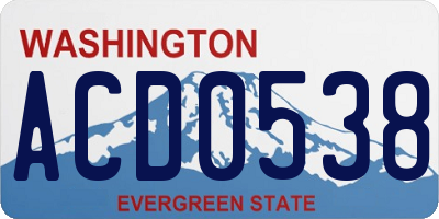 WA license plate ACD0538