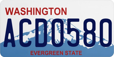 WA license plate ACD0580