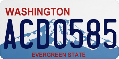 WA license plate ACD0585