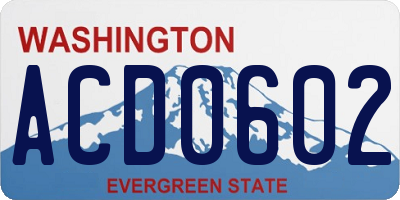 WA license plate ACD0602
