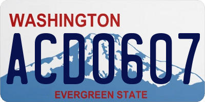 WA license plate ACD0607