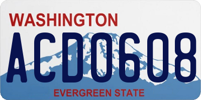 WA license plate ACD0608