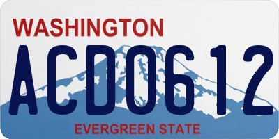 WA license plate ACD0612