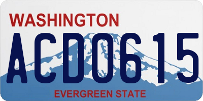 WA license plate ACD0615
