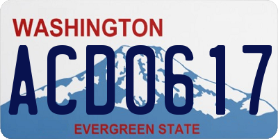 WA license plate ACD0617