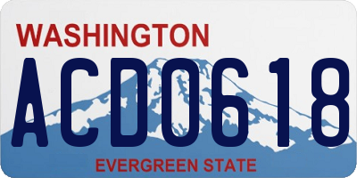 WA license plate ACD0618