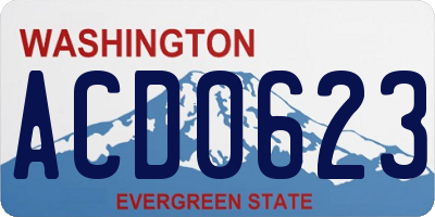 WA license plate ACD0623