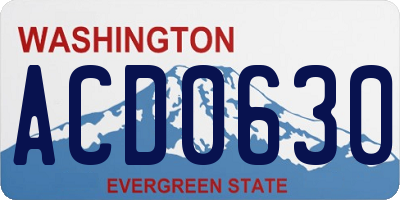 WA license plate ACD0630