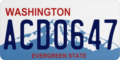 WA license plate ACD0647