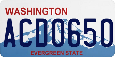 WA license plate ACD0650