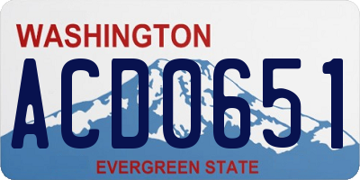 WA license plate ACD0651