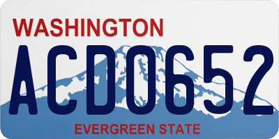 WA license plate ACD0652