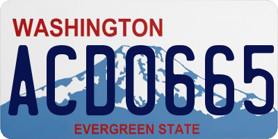 WA license plate ACD0665