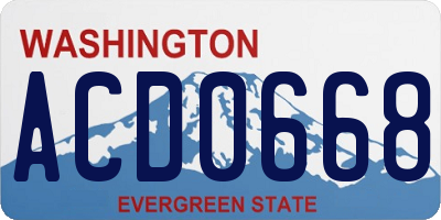 WA license plate ACD0668