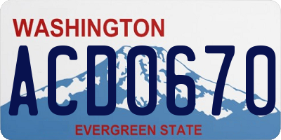 WA license plate ACD0670