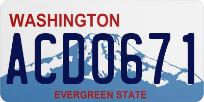 WA license plate ACD0671