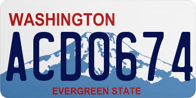 WA license plate ACD0674