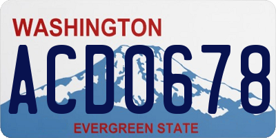 WA license plate ACD0678