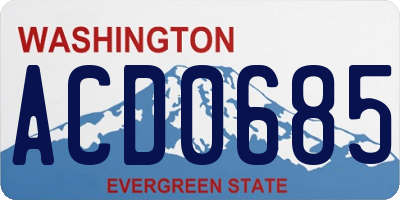 WA license plate ACD0685