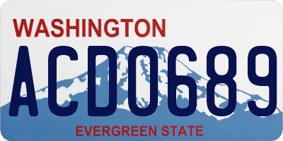 WA license plate ACD0689