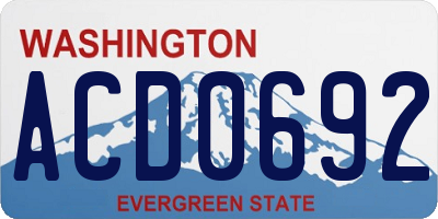 WA license plate ACD0692