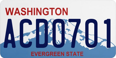 WA license plate ACD0701