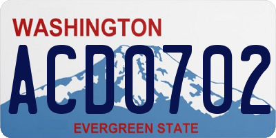 WA license plate ACD0702