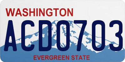 WA license plate ACD0703