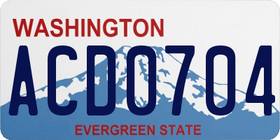WA license plate ACD0704