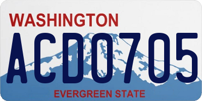 WA license plate ACD0705