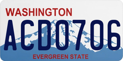 WA license plate ACD0706