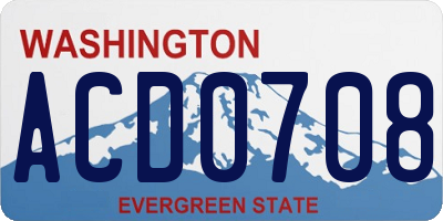 WA license plate ACD0708