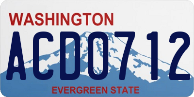 WA license plate ACD0712