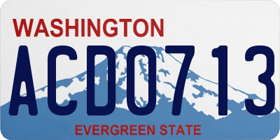WA license plate ACD0713